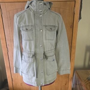 074 BP Gray Hooded 100% Cotton Utility Jacket